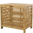 thumbnail image 3 of Linon Bracken Sturdy Solid Bamboo Slatted Hamper with Wide Top in Natural Brown, 3 of 5