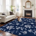 thumbnail image 2 of Navy Blue Tropical Plant Area Rugs 5'x7', Washable Small Throw Rugs for Laundry Room Playroom, Summer Coconut Trees Coastal Indoor Outdoor Rug Non-Slip Low Pile Carpet Runner Reversible Floor Mats, 2 of 8