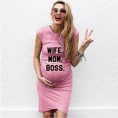 

gakvbuo Maternity Clothes Maternity dresses For Women Women Pregnant Short sleeve Pregnant Nursing Dress Solid Print skirt