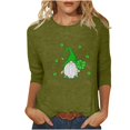 thumbnail image 2 of Meichang T-Shirts pour Femmes Jour de la Saint-Patrick Manches 3/4 Hauts Trèfle Chanceux T-Shirts Imprimé Vert Col Rond Décontracté Vacances T-Shirts Jour de la Saint-Patrick, 2 of 4
