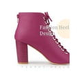 thumbnail image 3 of BLISSFUL STEP Women's Peep Toe Lace Up Block Heel Ankle Boots, 3 of 5