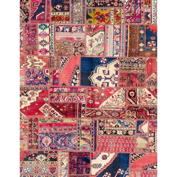 Ahgly Company Indoor Rectangle Abstract Dark Salmon Pink Patchwork Area Rugs, 3' x 5'