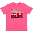thumbnail image 3 of Inktastic Valentine's Day Red Firetruck with Pink Hearts Youth T-Shirt, 3 of 5