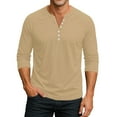 thumbnail image 2 of Lumtrix Mens Long Sleeve Henley Shirts Stretch Casual 3 Button Tee Baisc Plain Slim Fit Henley Lightweight Shirts Earthy Yellow L, 2 of 8