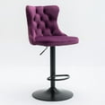 thumbnail image 3 of Dining Chairs Swivel Velvet Barstools Adjusatble Seat Height from 25-33 Inch,17.7inch base, Modern Upholstered Bar Stools with Backs Comfortable Tufted for Home Pub and Kitchen Island,Purple,Set of 2, 3 of 21