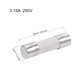 thumbnail image 2 of Fusible de cartucho automotriz 3.15A 250V 5x20mm de reemplazo de tipo lento para amplificador de alarma de audio de automóvil 6 piezas, 2 of 5