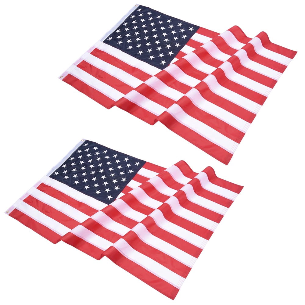 Yescom 2 Pcs 3x5 FT American Flag  210D Oxford UV Resistant Brass Grommets US Flags