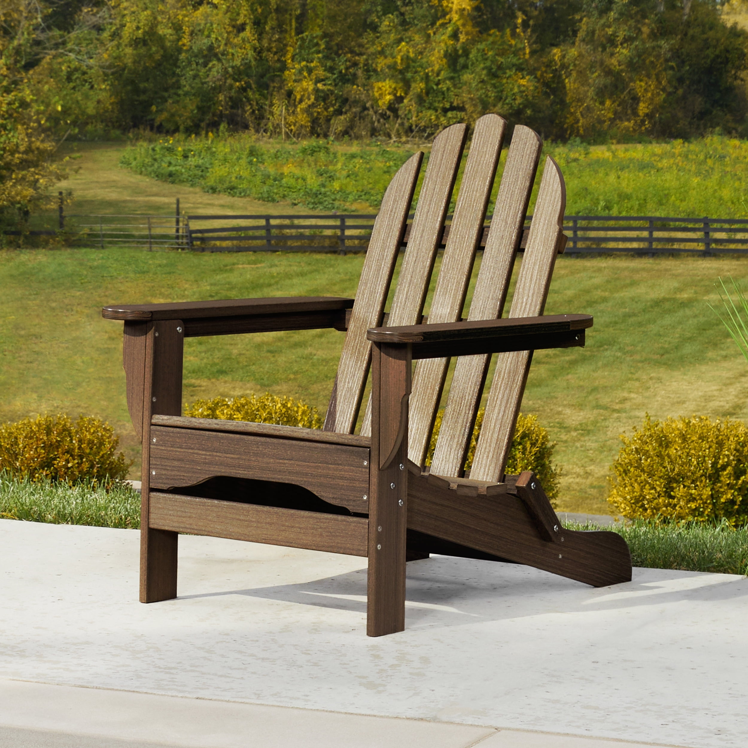 DuroGreen Adirondack Chairs Made With All-Weather Tangent Sustainable Lumber, Set of 4, Oversized, High End Classic Patio Furniture for Porch, Lawn, Deck, or Fire Pit, Brazilian Walnut