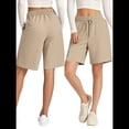 thumbnail image 3 of Pantalones Cortos Holgados con Bolsillos para Mujer, Hasta la Rodilla, para Yoga, Caminar, Hacer Ejercicio, Informales Caqui S, 3 of 7