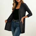 thumbnail image 2 of VISALY Women Open Front Cardigan 3/4 Sleeve Lightweight Mid Length Loose Fit Casual Shawl Cover Up Coat Solid Layering Outerwear Lightweight Open Front Cardigan Travel Beach Outfits Black Xxl, 2 of 8