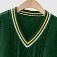 thumbnail image 4 of SUXIAN Classic V Neck School Sweater Vest for Girls Knit Cardigan Comfortable Academic Style Green 15-16 Years, 4 of 5