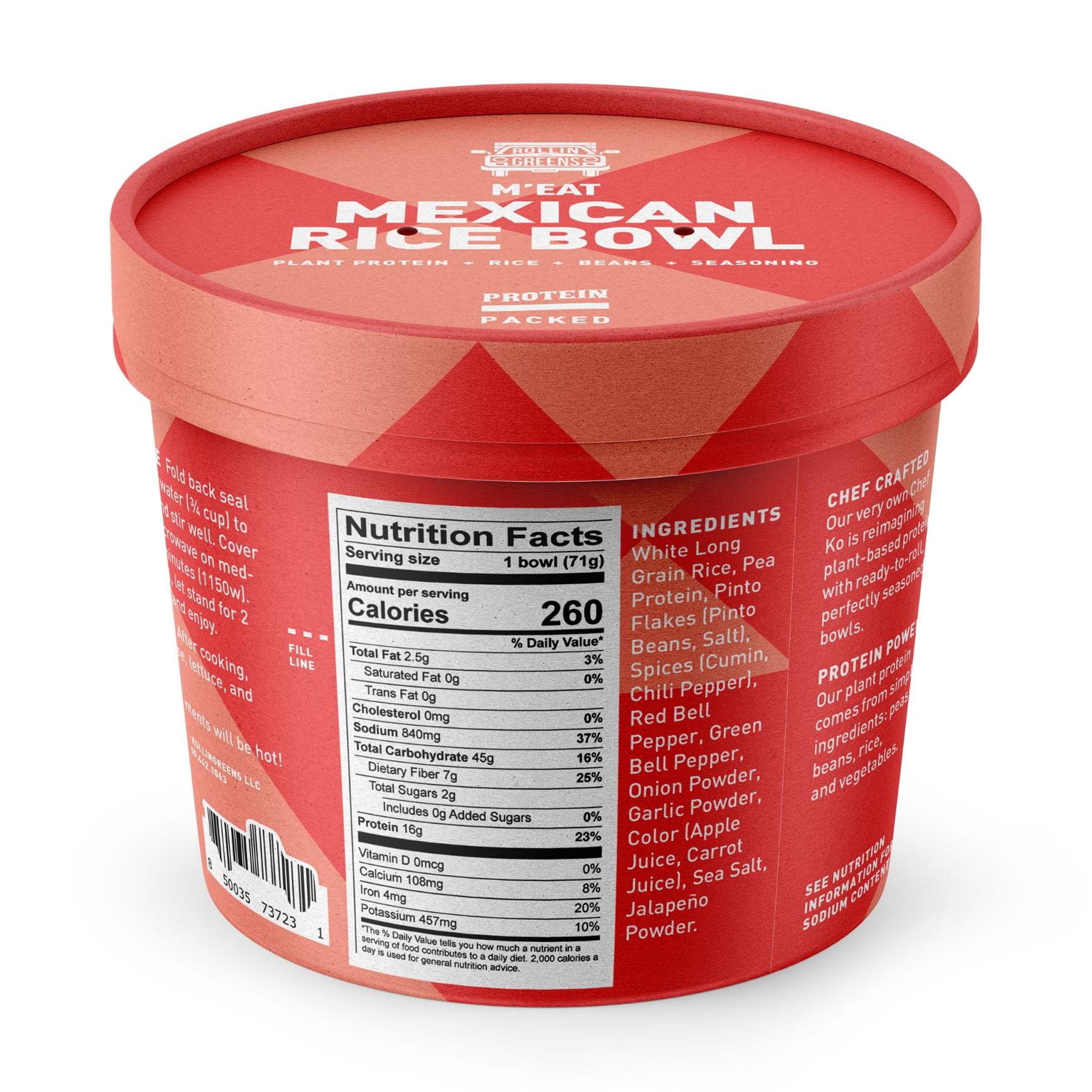 (2 pack) RollinGreens Plant-Based Mexican Rice Bowl, 2.5oz Bowl, 1 Count