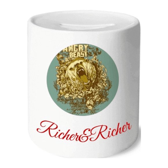 Graffiti Street Yellow Bear Angry Pattern Rich and Rich Bank Saving Box Coin
