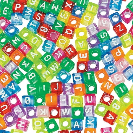 Fun Express - Awesome Alphabet Cube Beads (260 Pc) - Craft Supplies - Kids Beading - Plastic Beads - 260 Pieces