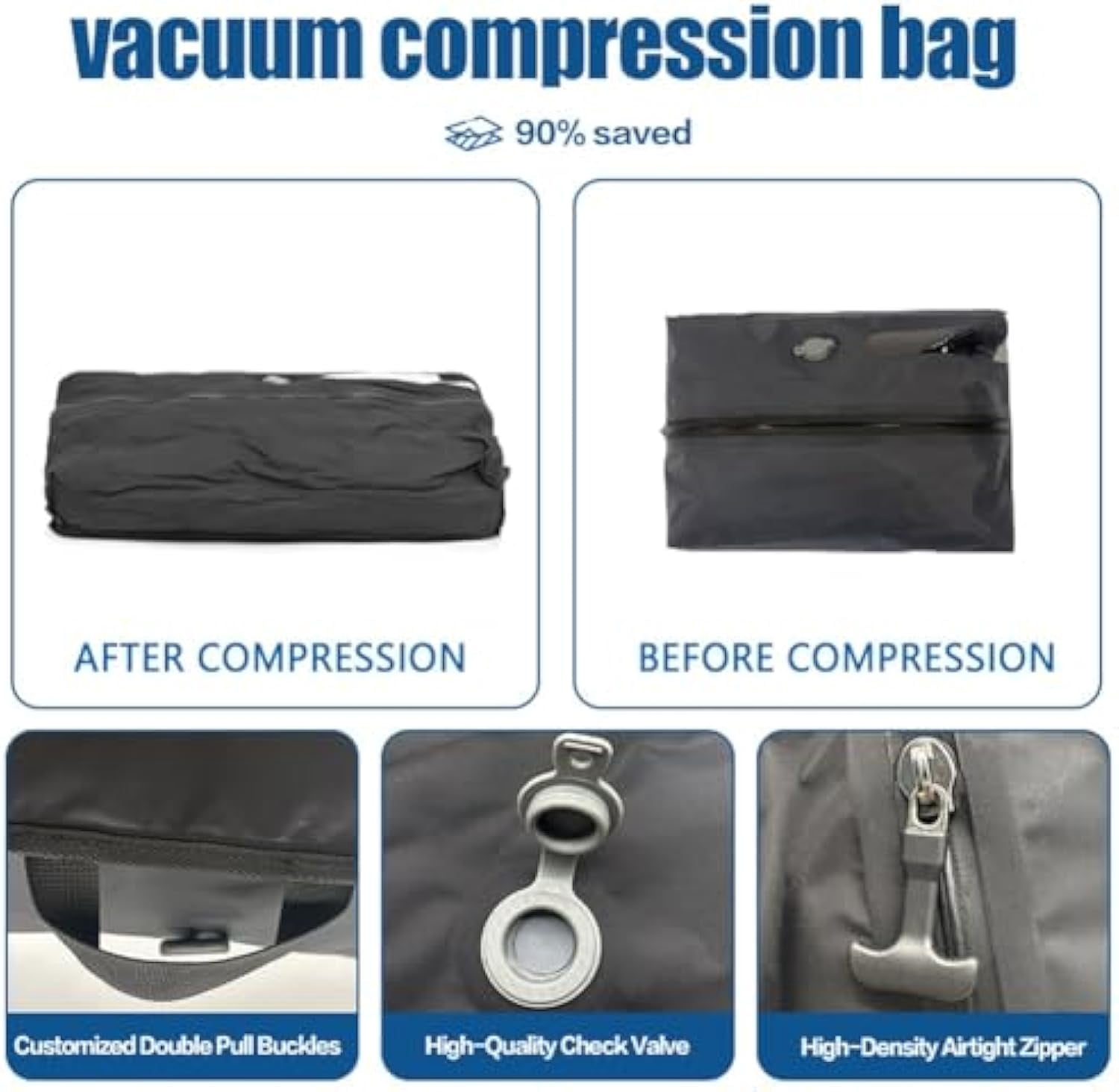 2packbag with Vacuum Bags for Suitcase, Travel Vacuum Bags with Pump Portable USB Electric Saver Backpack Storage Luggage Lightweight Air Compression Seal Packing Save Space(With window,No pump)