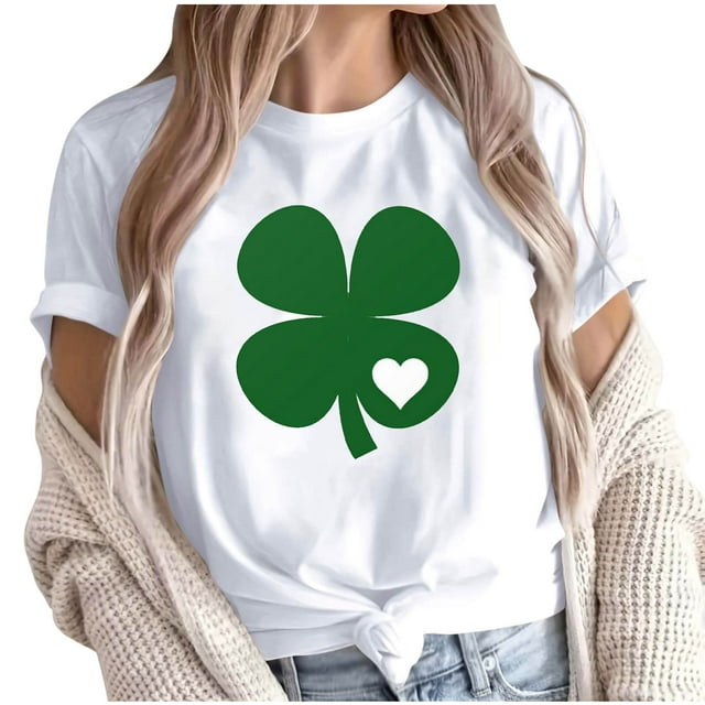 Camiseta de Manga Corta de Cuello Redondo Impresa de Primavera Superior de las Mujeres, Mezcla Ligera de Poliéster para Uso Diario Y de Fiesta Casual