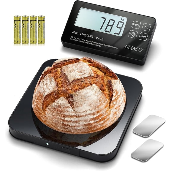 Food Scale with Detachable Display, 33lb Stainless Steel Kitchen Scales Digital Weight Grams and Ounces, Digital Food Scales for Kitchen, Baking Scale for