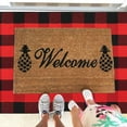 thumbnail image 3 of POINTERTECK Cotton Buffalo Cotton Plaid Rugs Outdoor Rugs Cotton Hand-Woven Washable Indoor Buffalo Check Rug Layered Doormats for Front Door/Front Porch/Farmhouse/Entryway Black white 60, 3 of 7