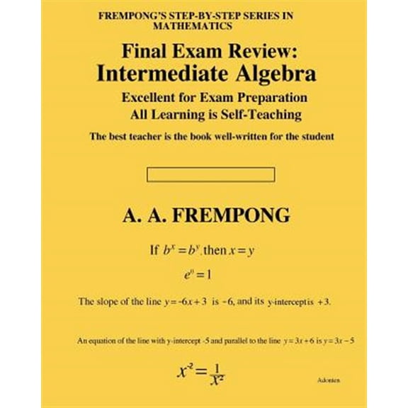 Pre-Owned Final Exam Review: Intermediate Algebra, (Paperback)