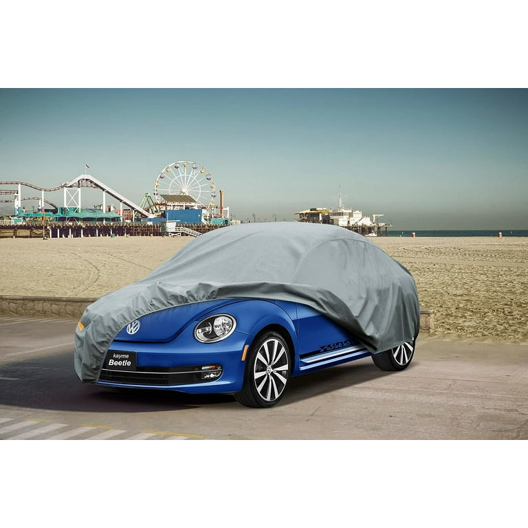 Kayme Heavy Duty Car Cover Custom Fit Volkswagen Beetle/New Beetle/VW Bug Waterproof  All Weather for Automobiles, Full Exterior Covers Sun Rain UV Protection. 