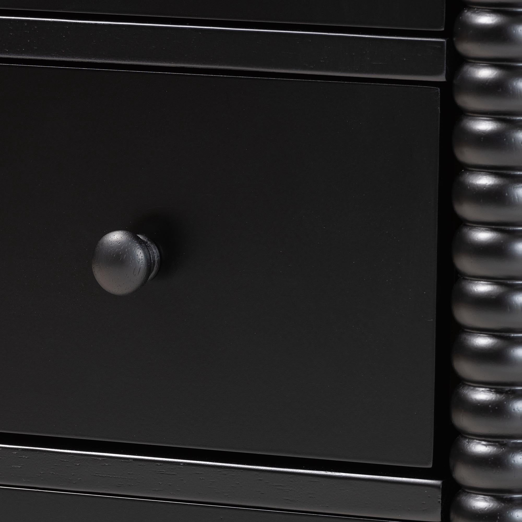 Baxton Studio Braith Farmhouse Chest, 5-Drawer, Black
