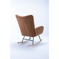 thumbnail image 4 of Modern Teddy Velvet Nursery Rocking Chair with Metal Frame, High Back Leisure Armchair with Wooden Curved Legs, Wingback Glider Rocker Chair for Living Room, Bedroom, Balcony, Brown, 4 of 9