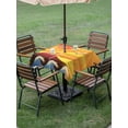 thumbnail image 4 of Outdoor Tablecloths with Umbrella Hole & Zipper, Yellow Orange Mountains 54x54 Inch Square Tablecloths, Modern Abstract Waves Cranes Waterproof Table Cloth, Patio/Pool/Picnic Table Covers, 4 of 8