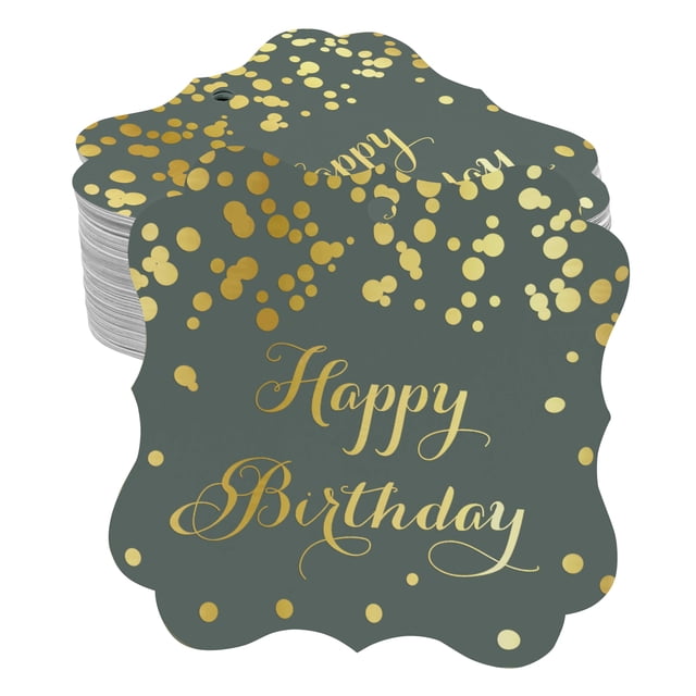Inkdotpot Pack Of 50 Real Gold Foil Bracket Shape Paper Tags Happy Birthday Favor Hang Tags