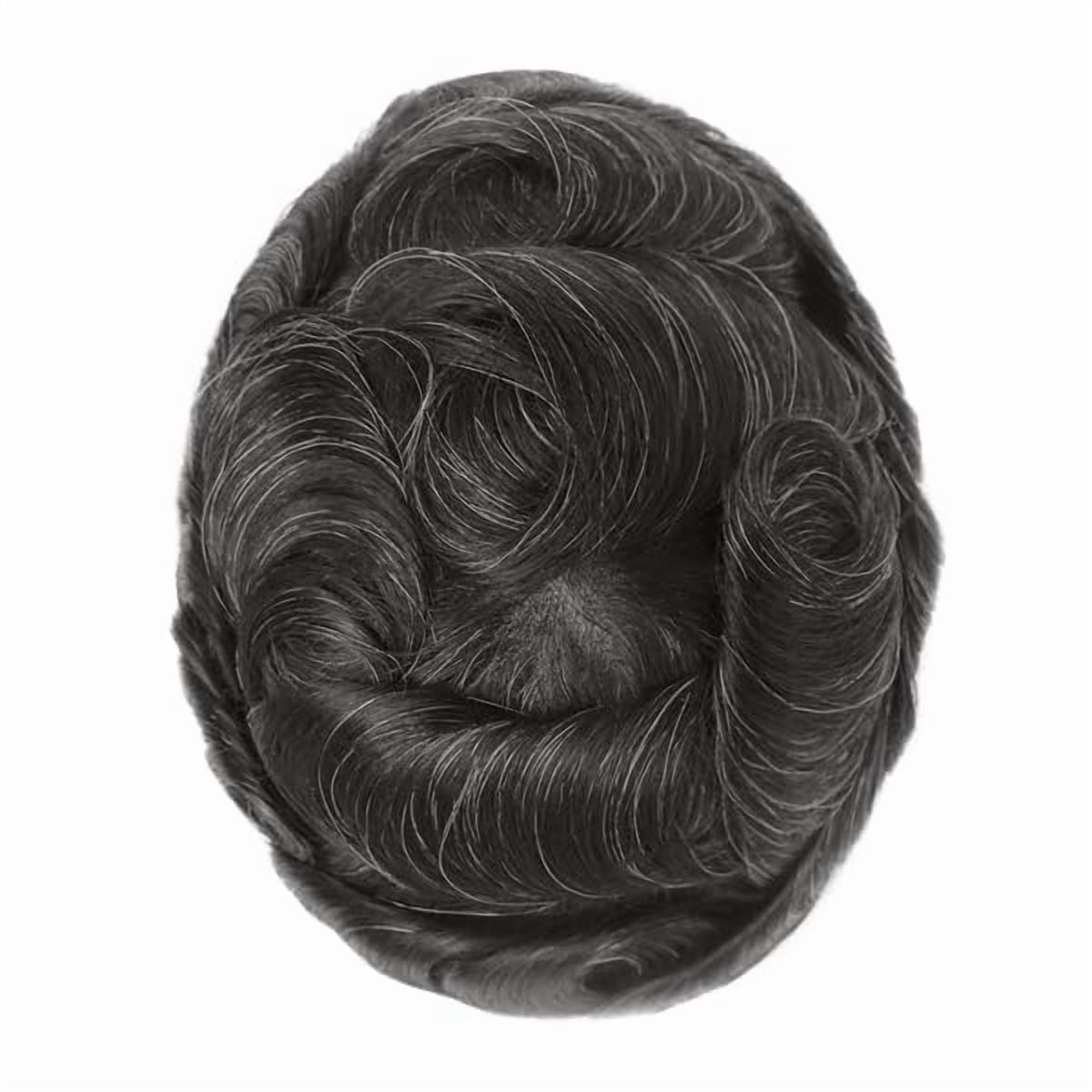 Australia French Lace with 1 1/4" Polyskin in Perimeter Men Toupee Hair Replacement Human Hair System for Men Natural Looking Wig Black Invisible Hairline