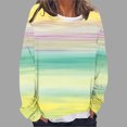 thumbnail image 2 of Staron Chemises à Manches Longues pour Femmes, Hauts à Rayures Colorées à Col Ras du Cou, T-Shirts Amples de Mode d'Automne, Blouse Habillée à Blocs de Couleur, Chemisier de Style Professionnel Décontracté, Cadeaux pour Femmes Qui Ne Veulent Rien, 2 of 5