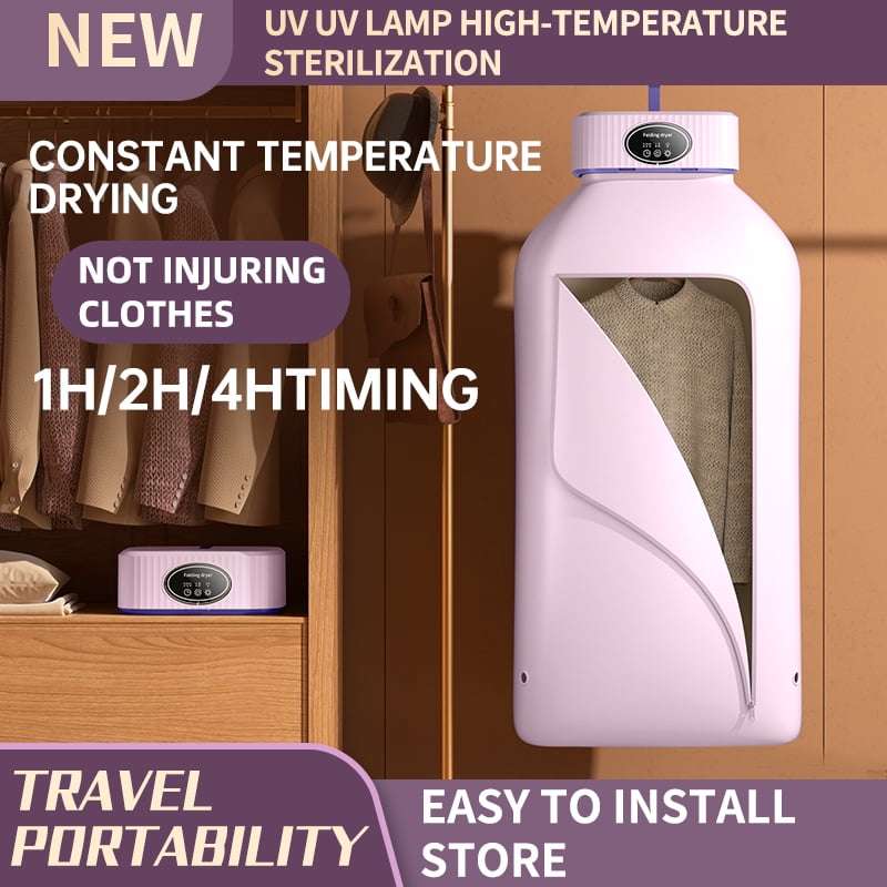 Eurhowing Portable Clothes Dryer, 600W Compact Electric Dryer Machine, Foldable Mini Dryer for Travel, RV, Apartment, Home Use, Purple