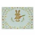 thumbnail image 1 of Funny Cutting Board, Summer Illustration with Smiling Little Rabbit Carrots and Flowers Happy Bunny, Decorative Tempered Glass Cutting and Serving Board, Small Size, Multicolor, by Ambesonne, 1 of 1