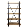 thumbnail image 3 of 78" Natural Wood and Metal Five Tier Modern Industrial Bookcase, 3 of 3