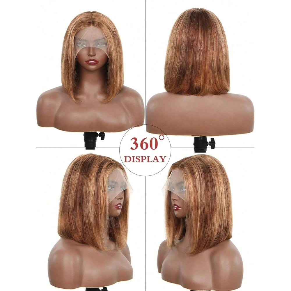 T Part Lace Front Bob Wigs Honey Blonde Straight Short Human Hair Bob Lace Front Wigs Human Hair 180 Density