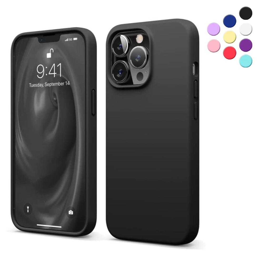 Entronix Silicone Soft Case Designed for iPhone 13 Pro Max Shockproof Durable Slim Fit, Black