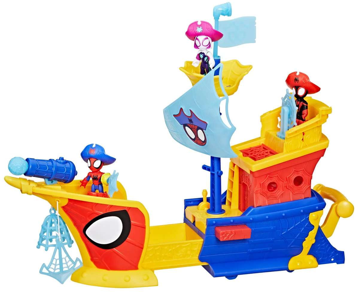 Marvel Water-Webs Web Ahoy Bubble Pirate Ship Playset (Ghost Spider, Miles, Spidey & Green Goblin)