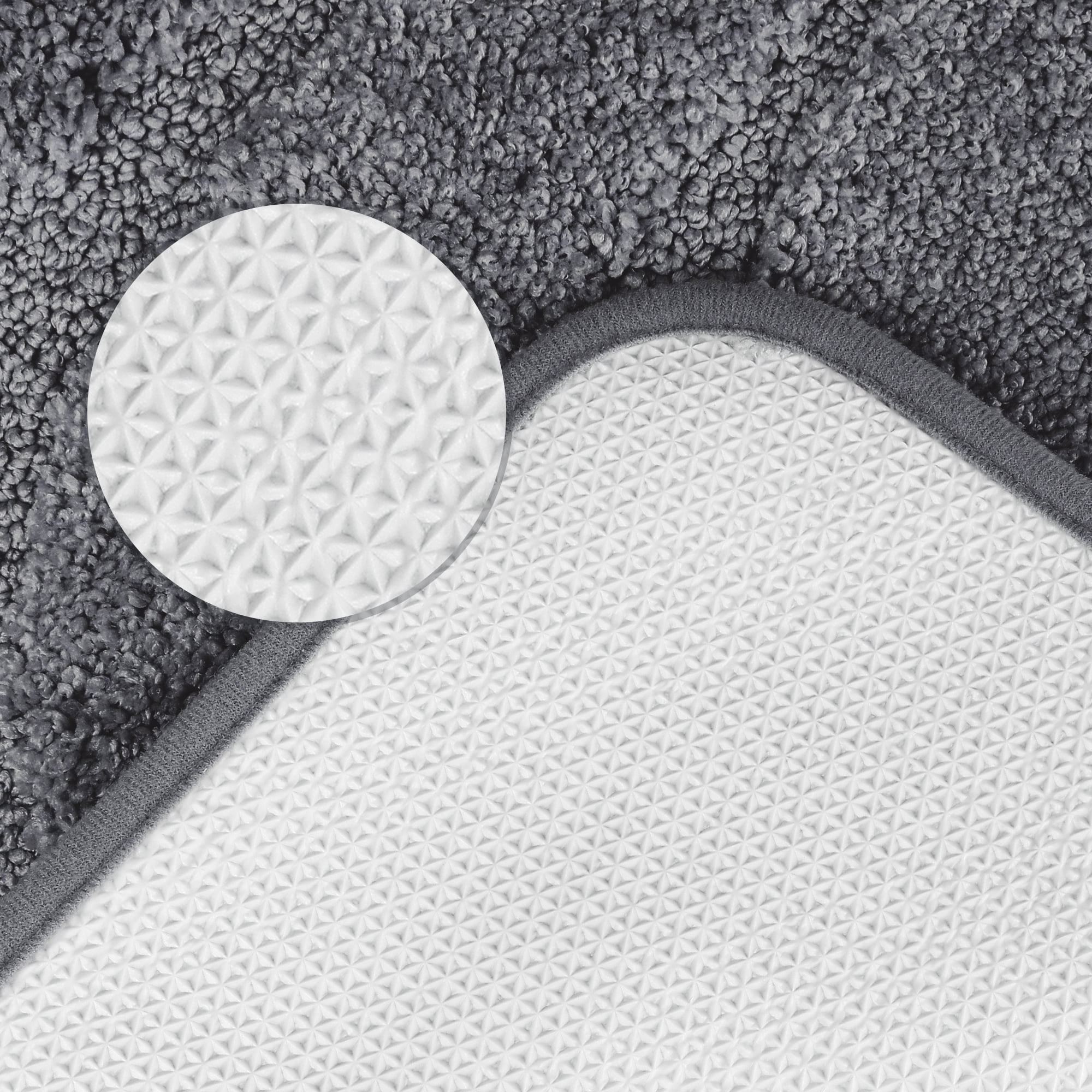 Unique Bargains 2 Pcs Geometry Absorbent Bathroom Rug Light Gray/Dark Gray 20" x 32"