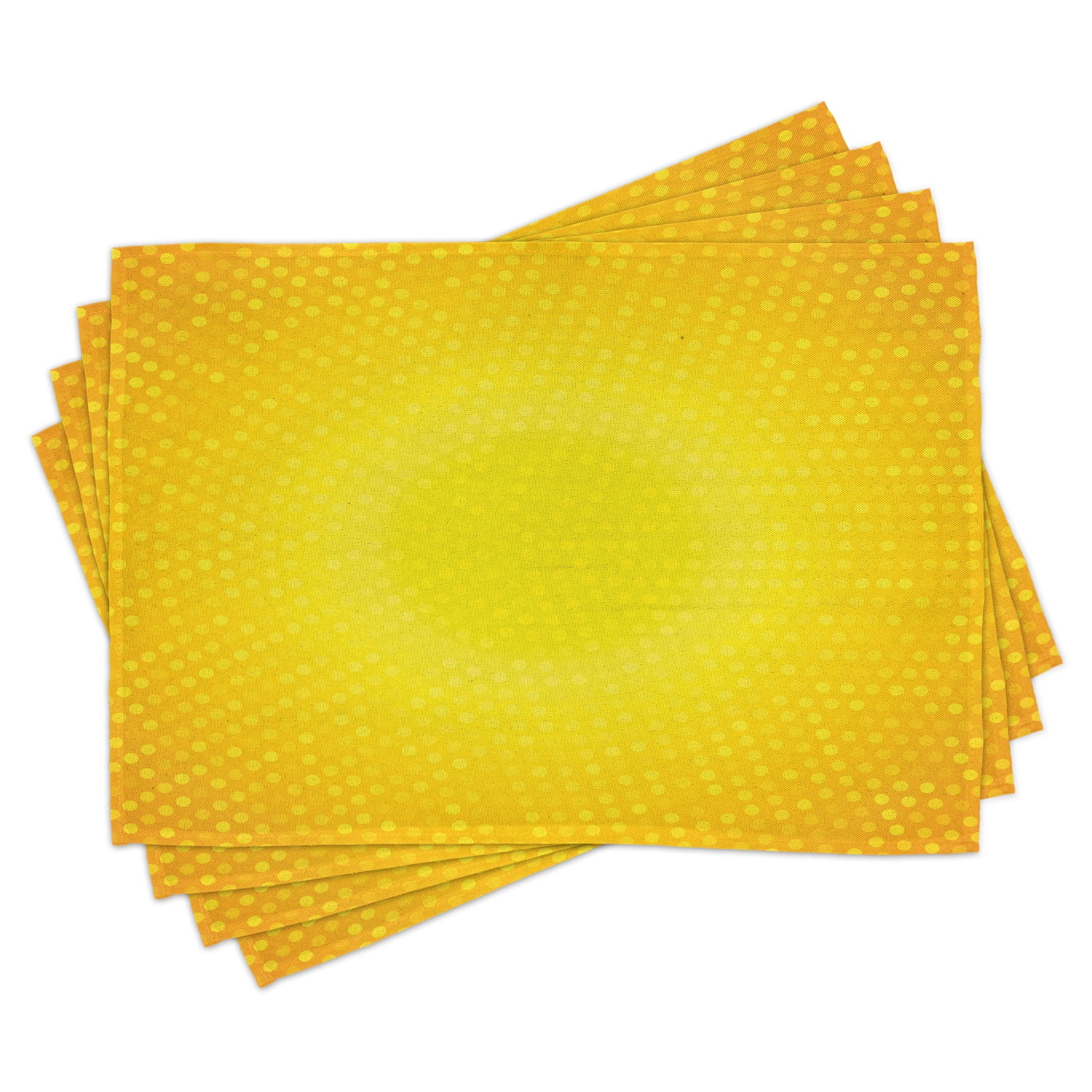 Yellow Placemats Set of 4 Illustration Artwork with Ombre Style Circle