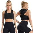 thumbnail image 4 of Luowei Women's Hooded Yoga Top - Quick Dry Mesh Fitness Vest, Black, M, 4 of 9