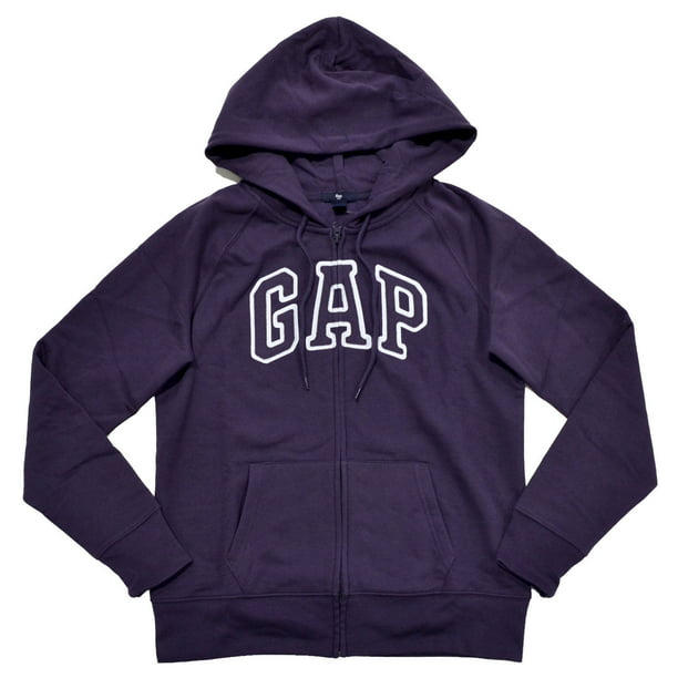 Gap - GAP Womens Fleece Arch Logo Full Zip Hoodie (XS, Dark Purple ...