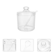 Jar*1, Spoon*1 Clear Glass Sugar Bowl Set with Lid and Spoon