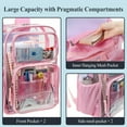thumbnail image 3 of Vafful Clear Backpack for School Stadium Heavy Duty PVC Transparent Extra Large Capacity School Bag Travel Work Unisex 17'' Pink, 3 of 6