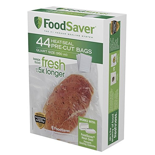 FoodSaver FSFSBF0226-FFP 1-Quart Precut Heat-Seal Bags, 44 Count, Frustration-Free -Packaging,Frustration-Free -Packaging