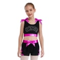 thumbnail image 1 of Moggemol Kids Girls Rhinestone Print Crop Tank Tops and Stretchy Shorts Set for Training Performance Hot Pink 12, 1 of 5