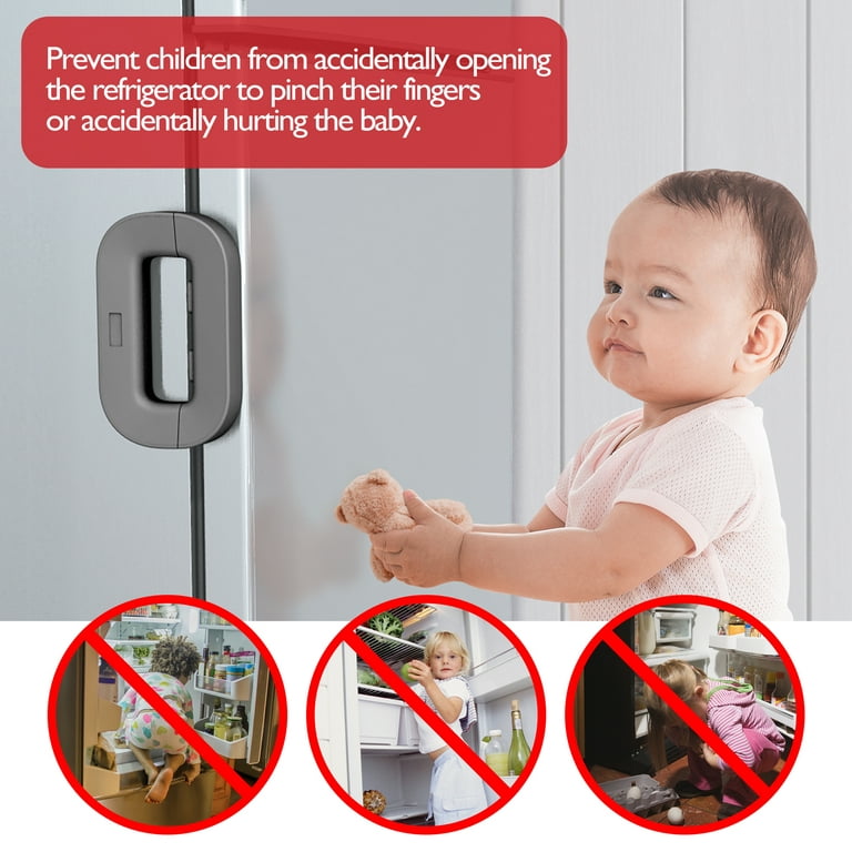 Qinzcp 2 Pack Updated Baby Safety Proof Fridge Latch Lock to Keep Door  Closed,Child Proof Refrigerator/Fridge/Freezer Door Lock for Toddlers and