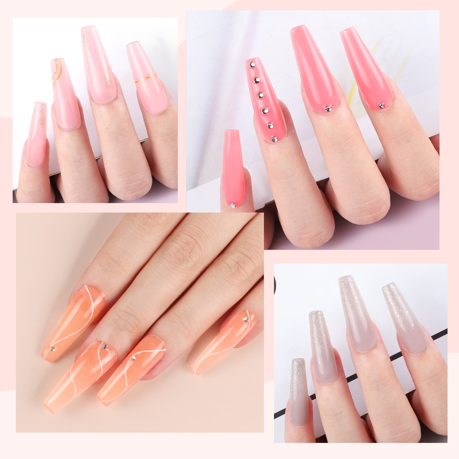 COSCELIA Poly Nail Gel Kit Starter Kit 15 Colors Poly Extension Gel with 12PC Glitter Decoration Powder Nail Stickers Complete Poly Extension Gel Kit DIY Gift for Women