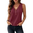 thumbnail image 2 of Neewe Womens Tank Tops Summer Sleeveless Loose Fit Tops V Neck Button Shirts Basic Tees Dressy Casual Trendy Clothes, 2 of 8