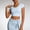 Blue, variant on Women Cropped Workout Tops Crew Neck Short Sleeve Breathable Slim T-Shirts Summer Spring Casual Pullover Lightweight Fashion Comfy Going out Running Jogging Yoga Shirts