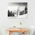 thumbnail image 2 of Nawypu  Ski Canvas Wall Art Black White Ski Lift Pictures Snowboards at Sunshine Painting Snowy Winter Mountain Landscape Photo Artwork Home Decor Framed Ready to Hang 20x16 inch, 2 of 4