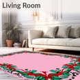 thumbnail image 2 of ODIKA 2'x3' Machine Washable Non-Slip Area Rug, Holiday Hound Cross Stitch Template Yuletide Decorative Art High Traffic Rug with Pad, Pink, 642398, 2 of 8